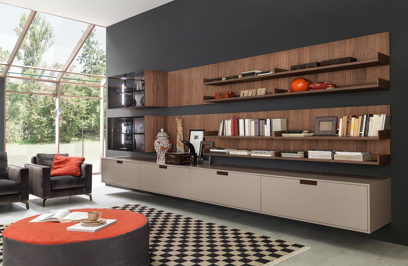 Modern Living Room Storage Cabinet with Sofa Set