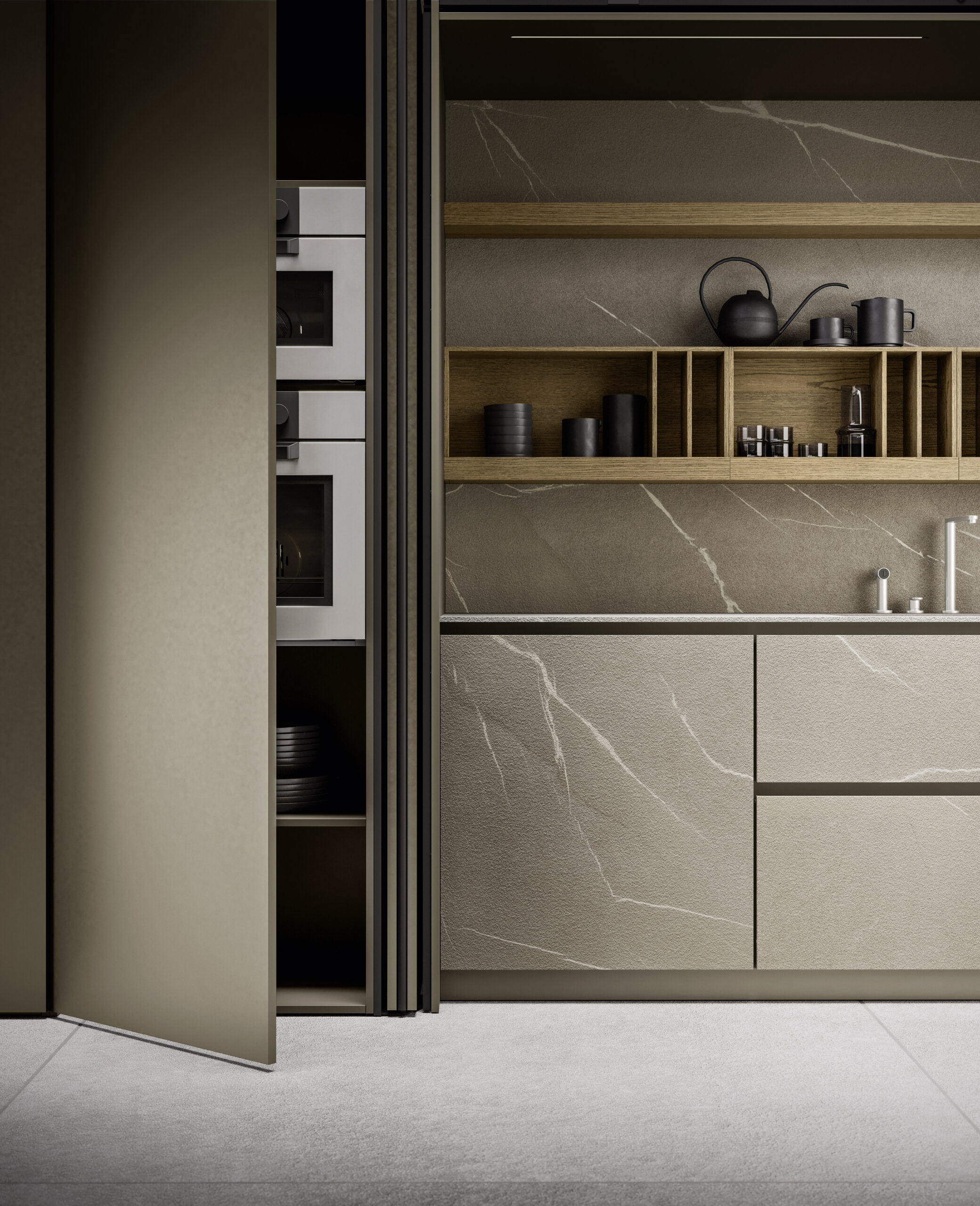 Illustration of innovative modern cabinet materials