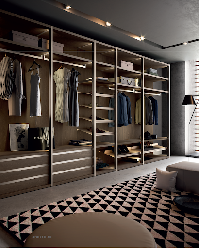 Illustration of different flooring options for a small walk-in closet